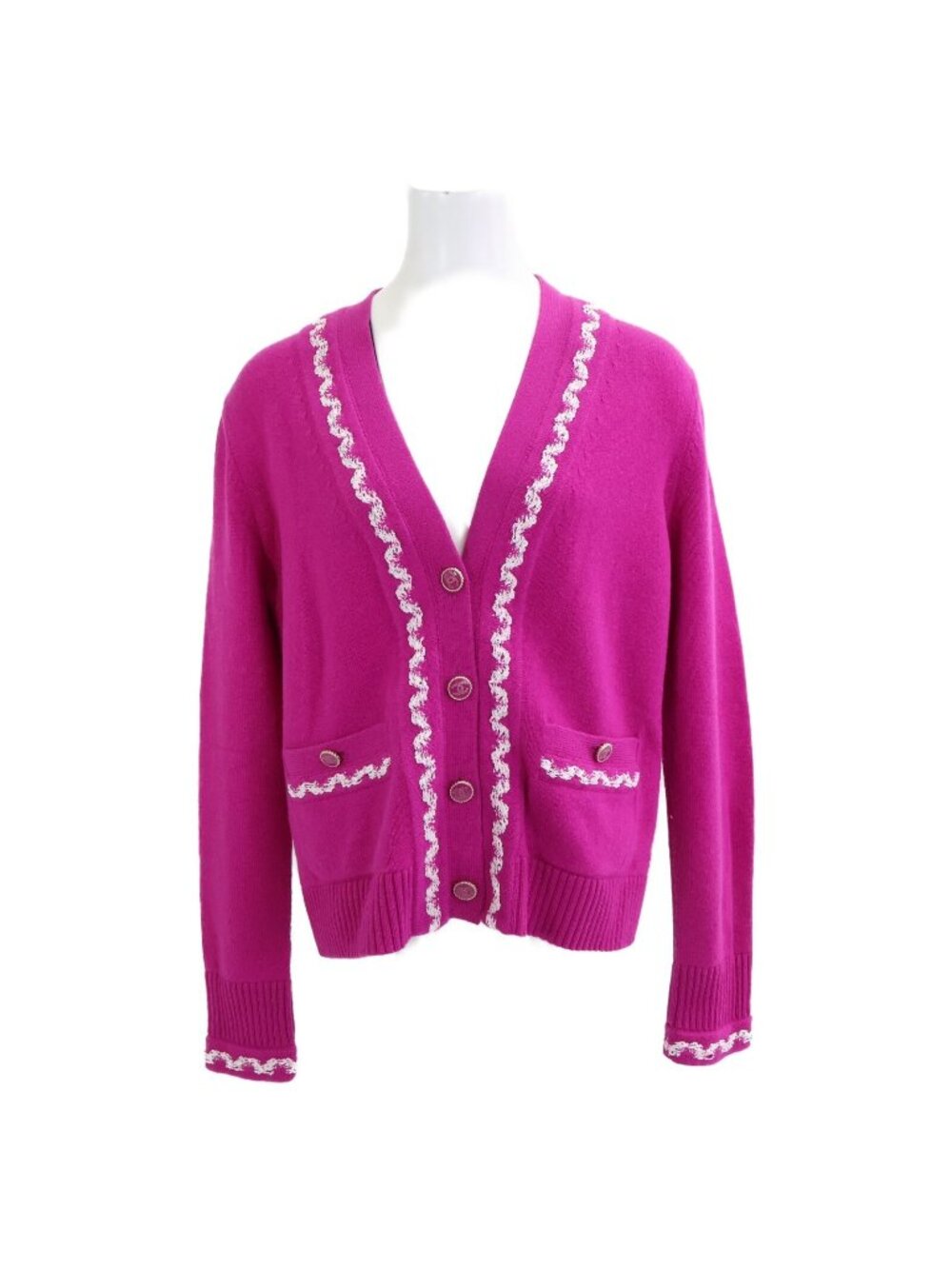 Chanel Cashmere CC Logo Button Cardigan 38